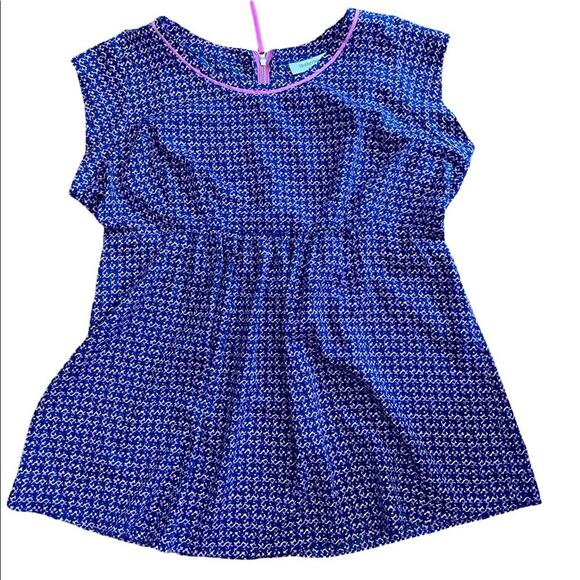 Motherhood Maternity TOP Womens L Blue Pink Zip Closure Elastic Lightweight - Picture 1 of 7